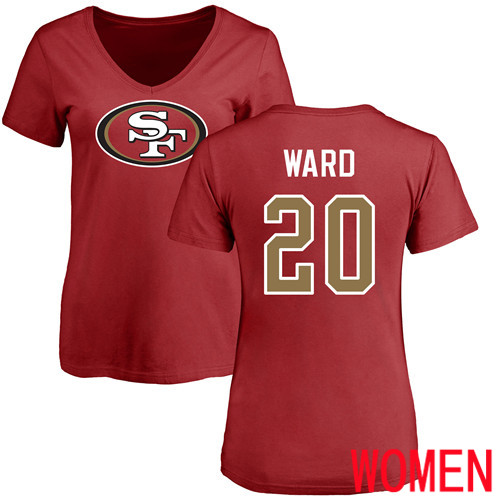 San Francisco 49ers Red Women Jimmie Ward Name and Number Logo #20 NFL T Shirt